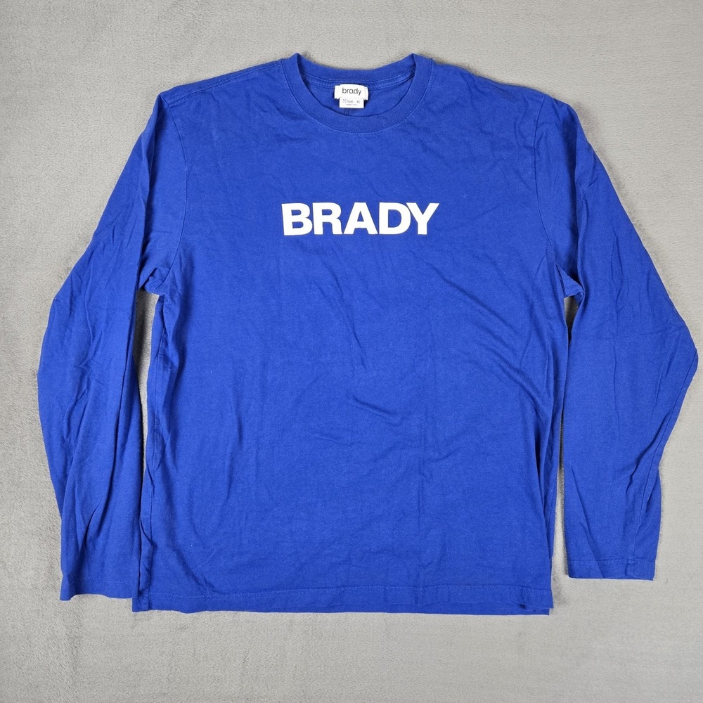 Brady Brand + live Long‎ Sleeve Shirt Mens XL Blue Logo Cotton Tee